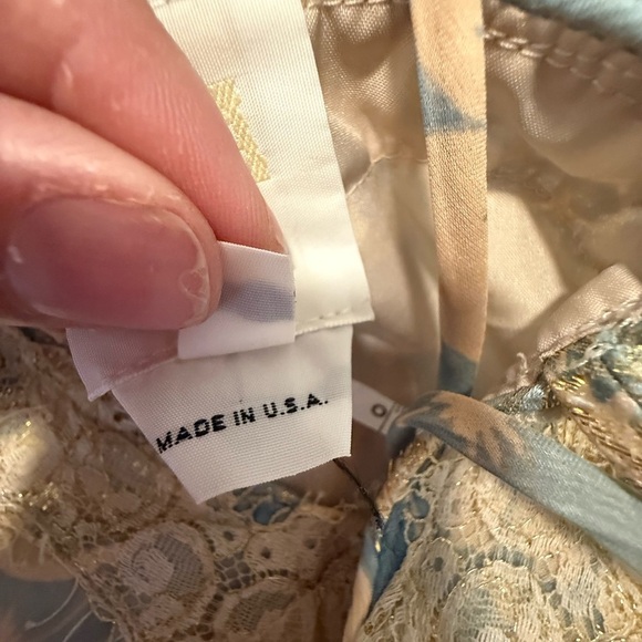 Anna Sui Silk Blend Boho Patchwork Slip Dress Size 2 – Floral Lace Trim Midi - Picture 7 of 12